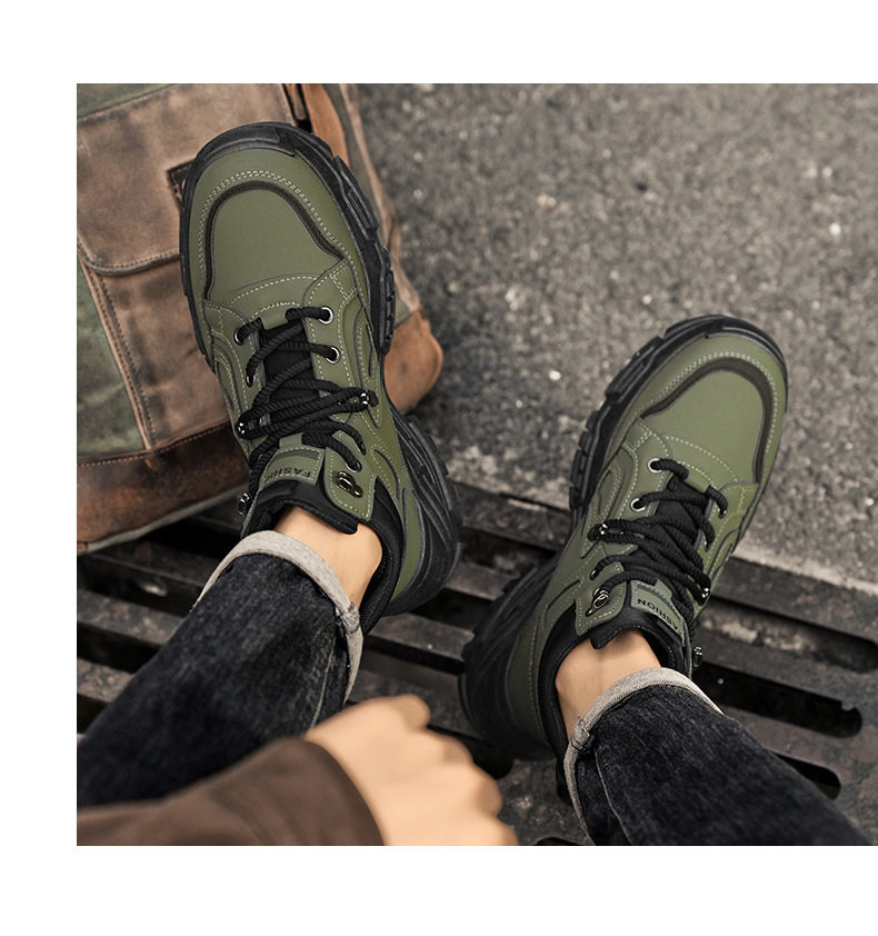 Giày bốt Martin nam cổ cao đế dày chống trơn, giày leo núi da lì lợm phong cách casual — W2161 màu vàng, W2161 màu xanh lá cây, W2161 màu đen chi tiết 16
