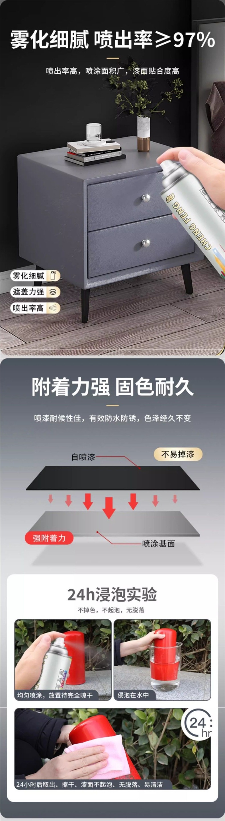 Silver-gray automatic spray paint, silver matte black-gray dark gray paint can, for wall and car rust prevention