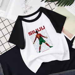 2024 New Summer Football Star Children's Pattern 100-160 Size Boys' and Girls' Casual Short-Sleeve T-Shirts