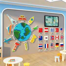 世界中万国旗幼儿园环创材料主题成品英语角教室布置地墙面装饰图