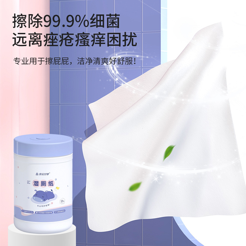 120-pull bucket of wet toilet paper, single-use thickened female intimate care buttock cleaning wet wipes for hygiene and protection