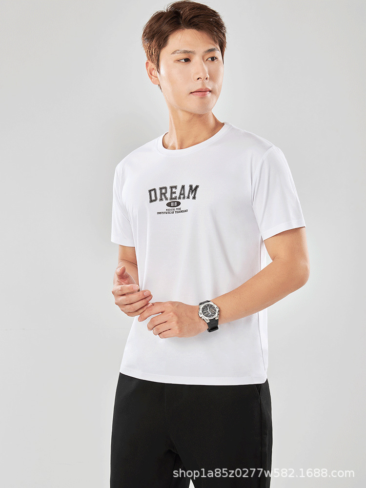 Nueva camiseta con sensación de hielo para hombre de manga corta Solona, camisa cultural, camisa publicitaria de letras, ropa de trabajo suelta de cuello redondo, impresión de letras