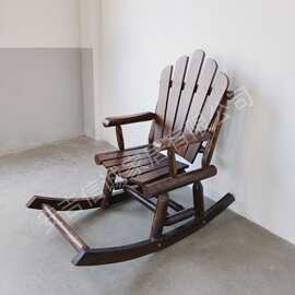 摇椅长腿摇椅花园圆棒摇椅庭院防腐木碳化单人摇椅rocker chair