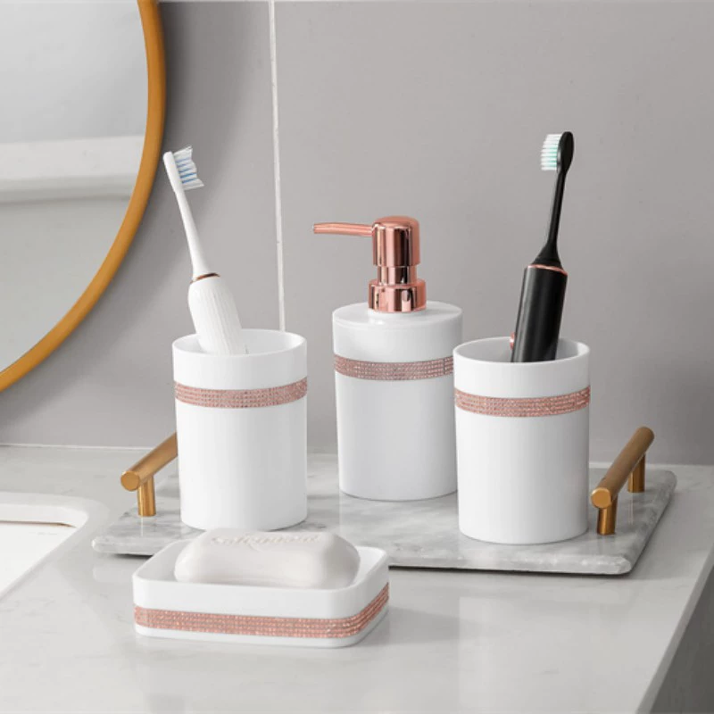 High-end set, container, toothbrush, soap holder for hotel, 4 piece set