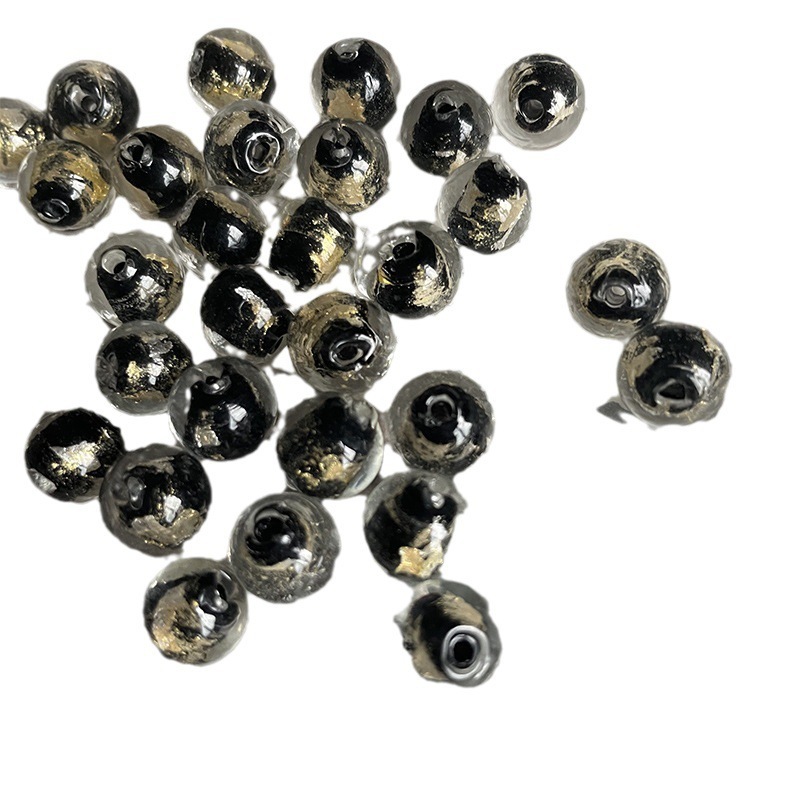Yonghe 金箔灰ガラス DIY ルースビーズアクセサリーラウンドビーズ古代カラフルな砂ガラスビーズ半完成アクセサリー 1|undefined