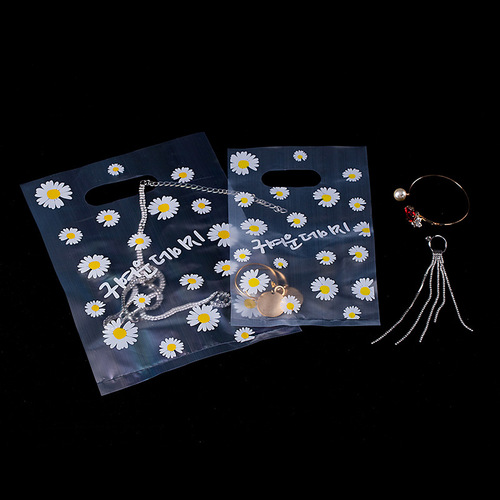 Daisies Mini Plastic Bag Hair Clips Bag Earrings Ear Pins Rings Economical Affordable Street Stall Portable Packaging Bag