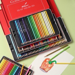 Colored pencil set oil-based 72-color tin box professional art painting 120-color water-soluble colored lead