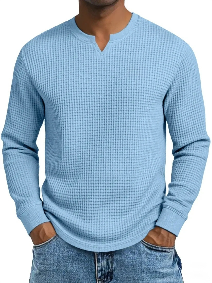 2026 New Cross-Border Ins Amazon Spring and Autumn European and American Men's Large Size Slim-Fit Long-Sleeve V-Neck Shirt