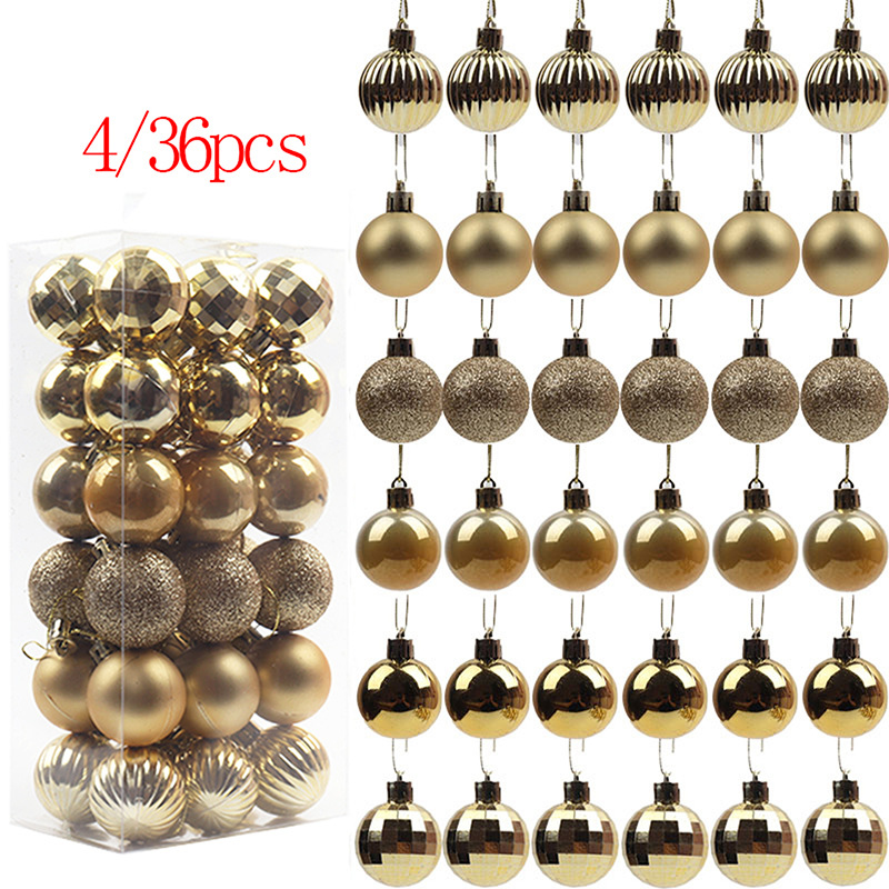 Bolas galvanizadas de plástico 4cm36pcs mini colgante de Navidad artículos navideños coloridos bolas de decoración accesorios de día de San Valentín