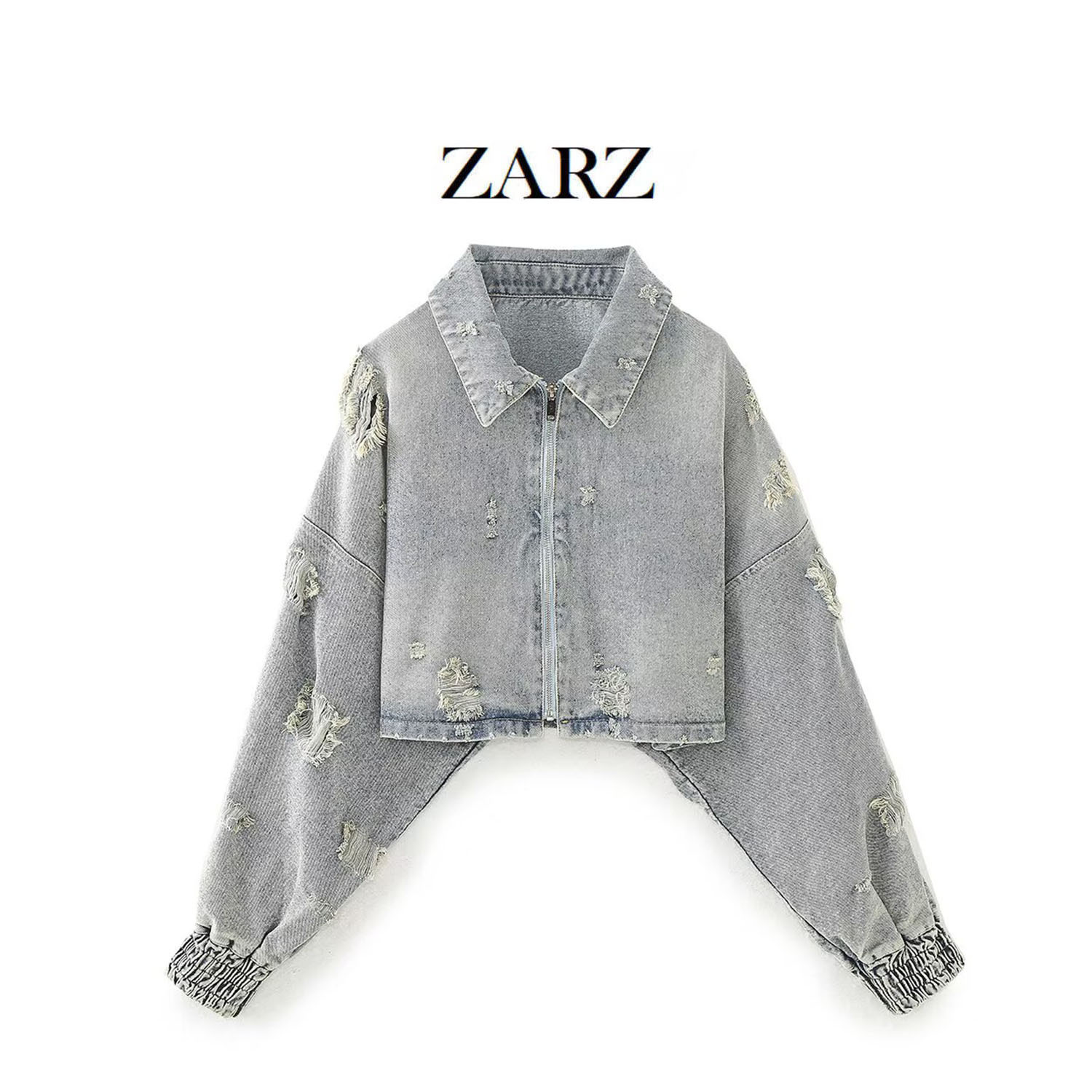 Qadın cırılmış cins şort jaket