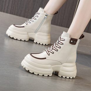 8cm Inner height increasing Martin boots Women's small British style short boots 2023 autumn and winter New Korean style all-match women's shoes fashion