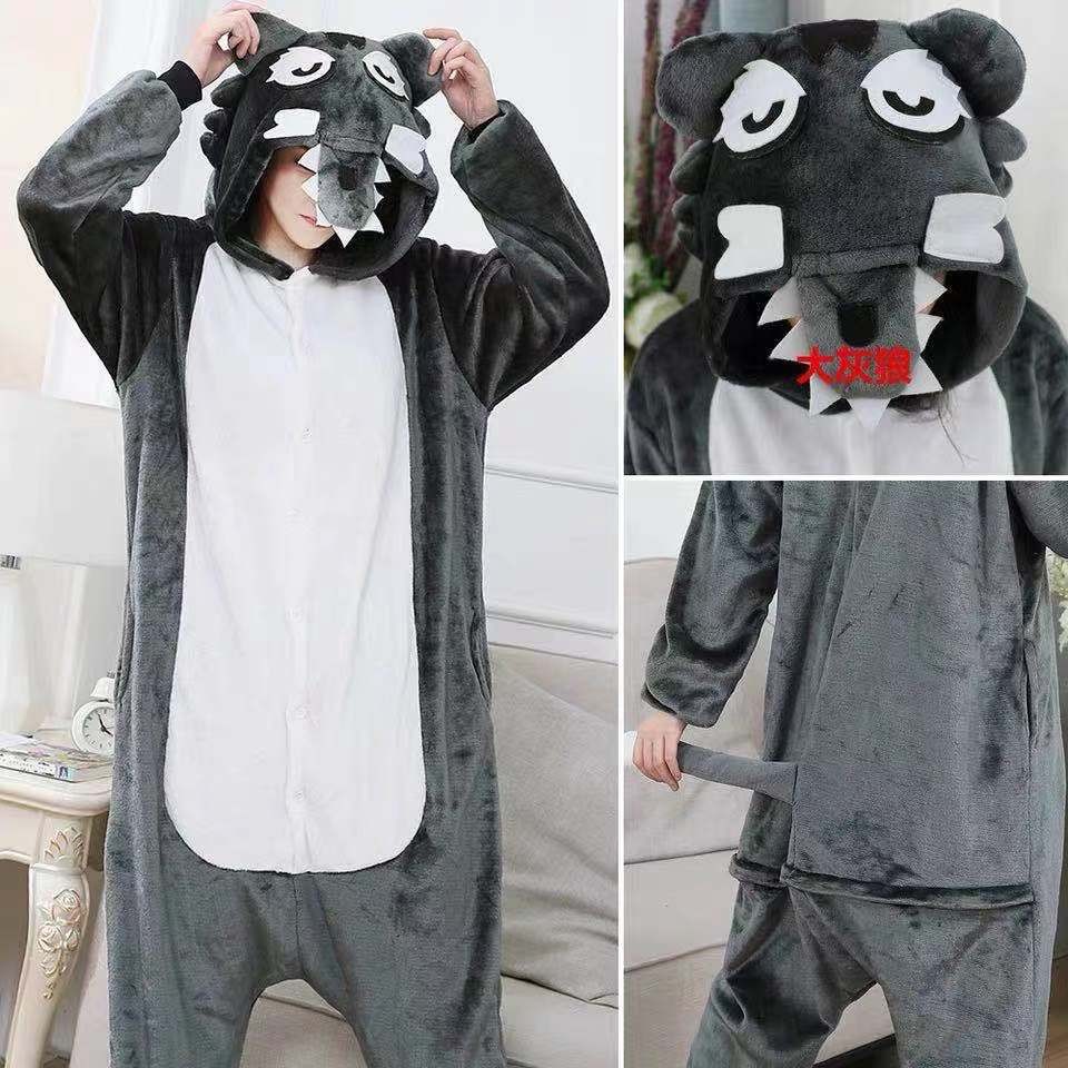 Transfronteriza de otoño e invierno de dibujos animados de animales pijamas de una pieza de franela engrosada versión higiénico kumamoto oso cálido homewear lote mixto