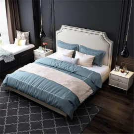 轻奢布艺床北欧简约现代白色科技布小户型主卧双人床ins网红婚床