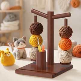 跨境桌面家用毛线球收纳架多功能线轴架毛线轴带手机底座毛线球架