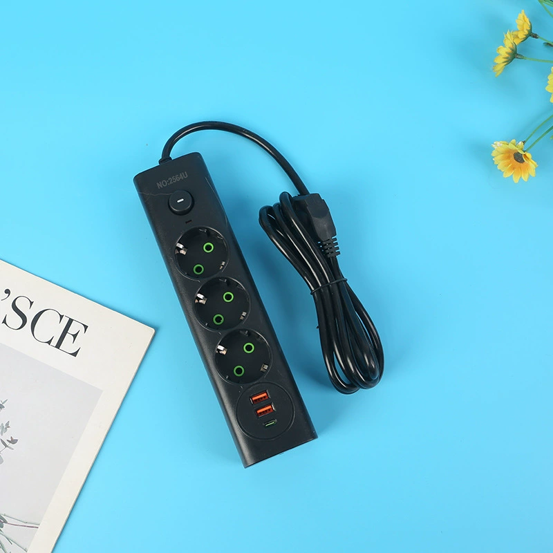 2USB+1Type-c手机充电接口中性袋子包装黑白壳总开关欧式欧孔欧标