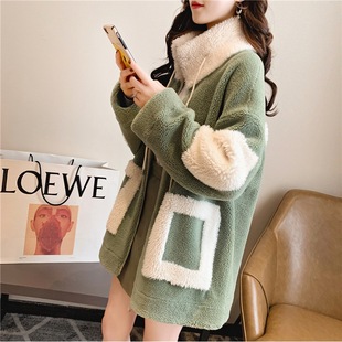 Lamb wool coat for women autumn and winter fleece-lined thickened all-matching Internet celebrity plus size women's top