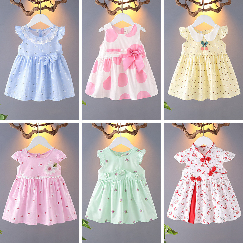 Baby Girl Dress Summer Dress Fashionable Baby Princess Dress Pure Cotton Girls Vest Dress Kidsren's Dress Thin Section