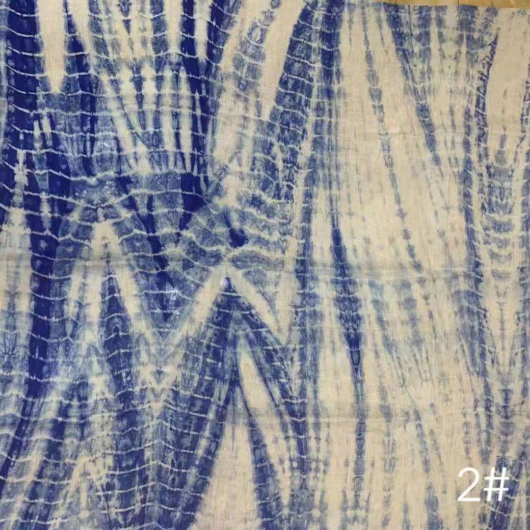 新艺纯亚麻扎染抽象提花印花面料春夏裙装衬衫休闲服服装布料