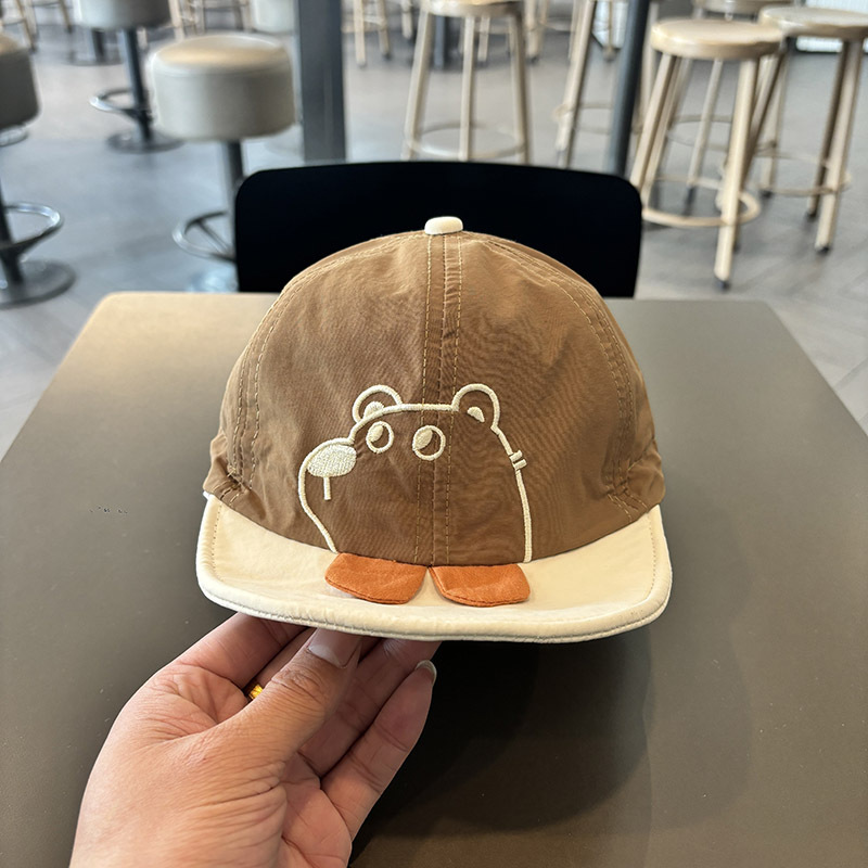 Gorra de visera para bebé, ala suave delgada de verano, oso súper lindo, sombrero de capota suave, gorra de béisbol para bebé, primavera