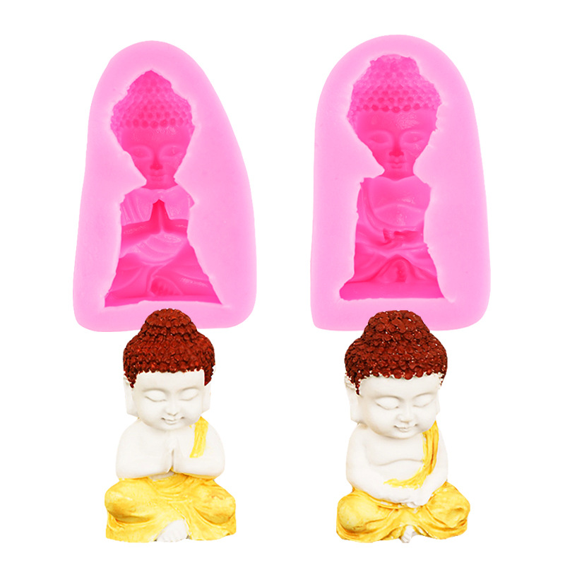 Q versión Buda molde de silicona artesanía Buda aromaterapia vela yeso decoración del coche adornos