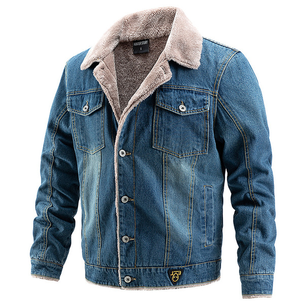 men's denim warm casual jacket