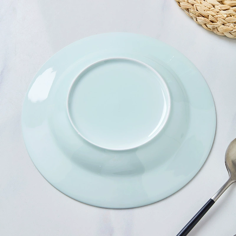 Сине-зелёной глазури Jingdezhen фарфор с костяной China, микроволновая печь, столовая посуда, крышка китайской плоской тарелки, глубокая тарелка, более глубокая, новая керамическая тарелка