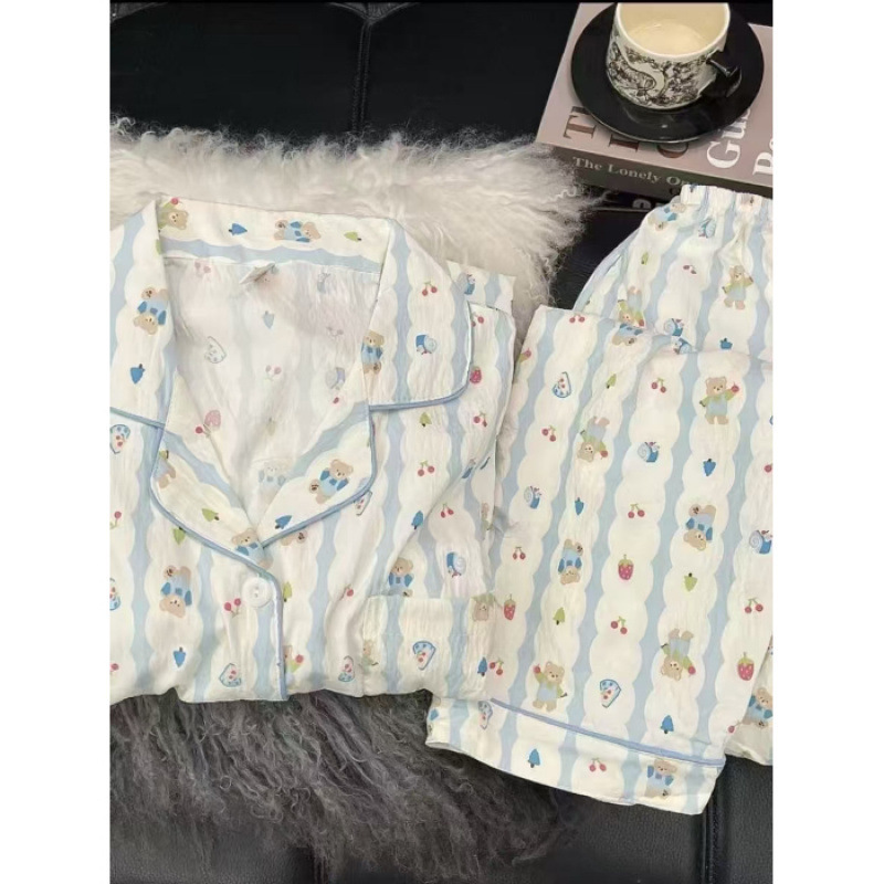 云朵棉 睡衣女春秋季高级感长袖外穿简约休闲家居服套装|undefined
