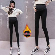 3XL孕妇薄绒小脚裤冬季轻抓毛抓绒铅笔裤托腹裤孕妇打底裤