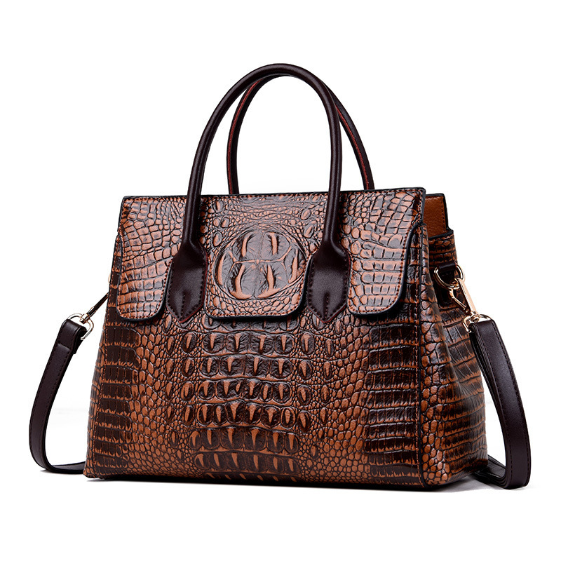 Cross-Border Bags 2026 New Style Tote Bag European and American Retro Work Commute Crocodile Pattern Women's Bag Amazon Handbag