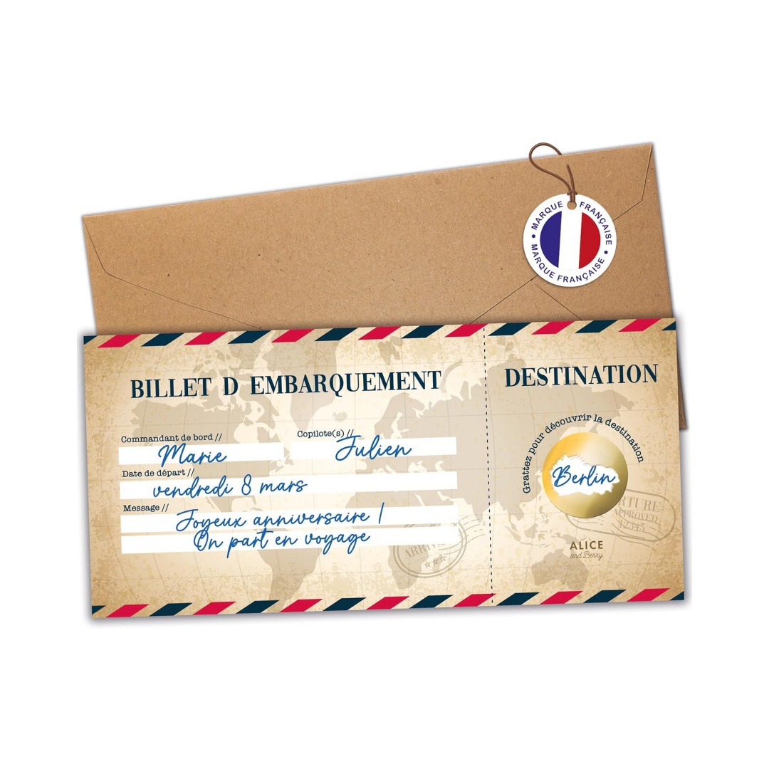 亚马逊跨境爆款法语惊喜刮刮卡旅行可定 制批发的登机牌卡