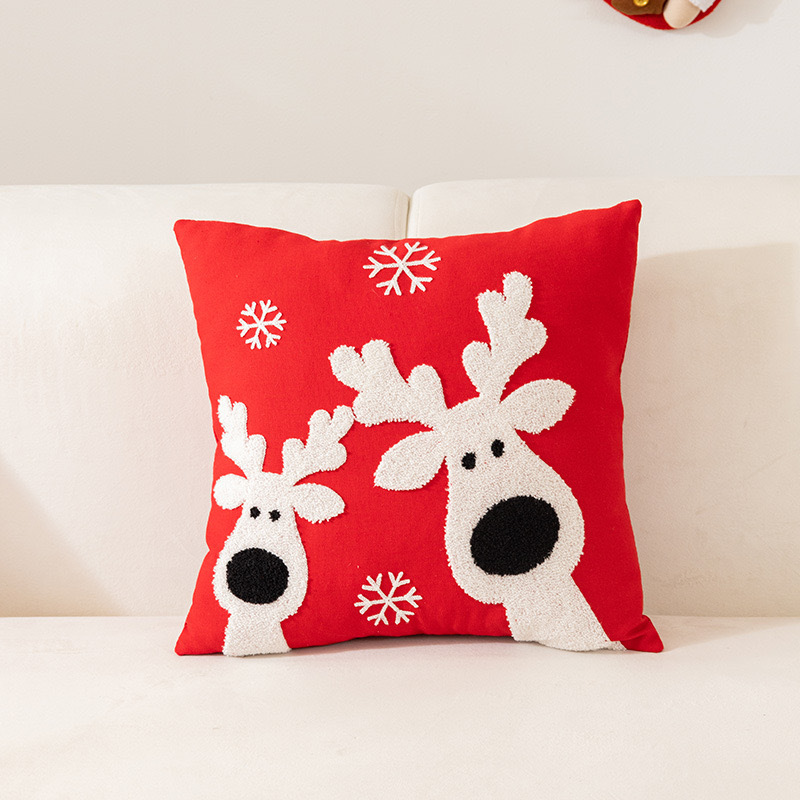 クリスマスタオル刺繍枕カバーホリデーホームソファクッションクリスマス枕リビングルームクッションカバーアマゾン|undefined