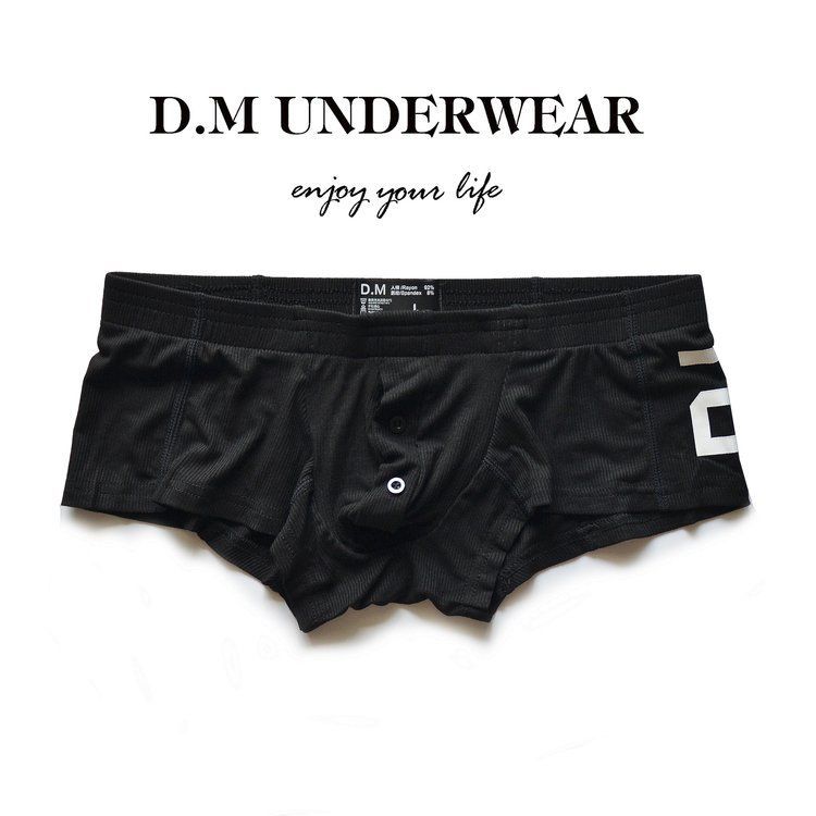 D.M男の下着のセクシーな純色のモーダル人の綿の平角の四角のズボンのボタンの激凸の袋のアルファベットの20ねじ