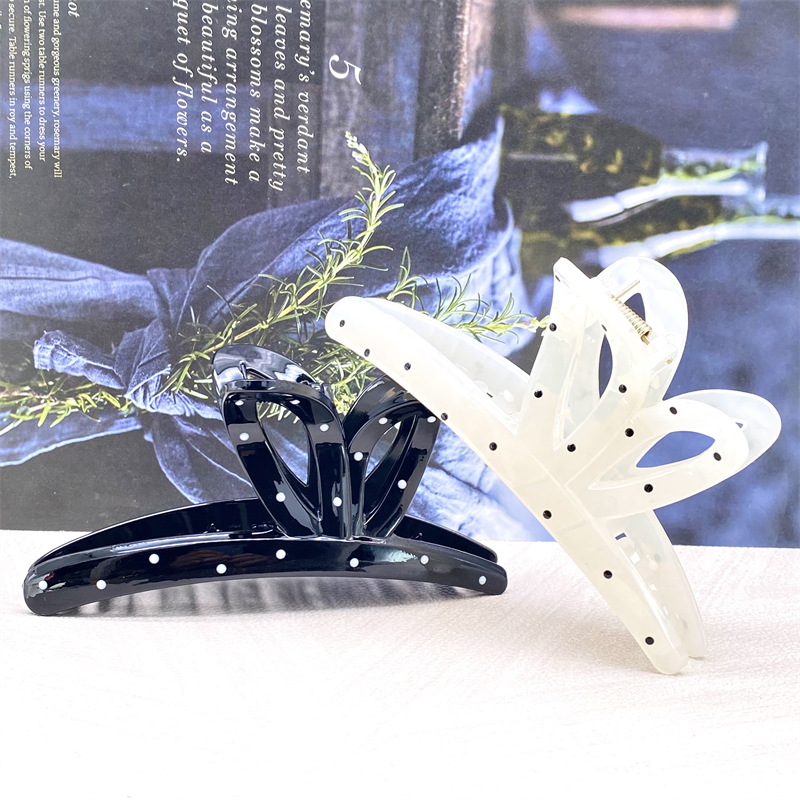 Clip de punto de onda blanco lindo japonés, moda, horquilla grande, horquilla de todo fósforo, pinza de tiburón para niña, accesorios para el cabello