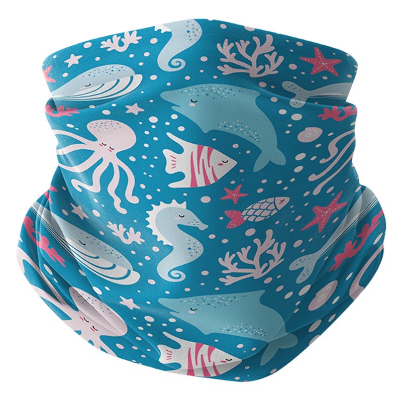 Children's Ice Silk Magic Scarf outdoor sports cycling sun protection mask Cold sense windproof face towel printed cartoon scarf