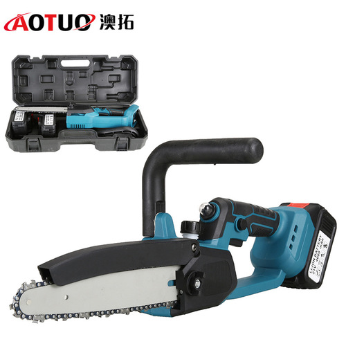 New 8-inch lithium battery electric chain saw rechargeable home garden pruning outdoor logging mini chainsaw