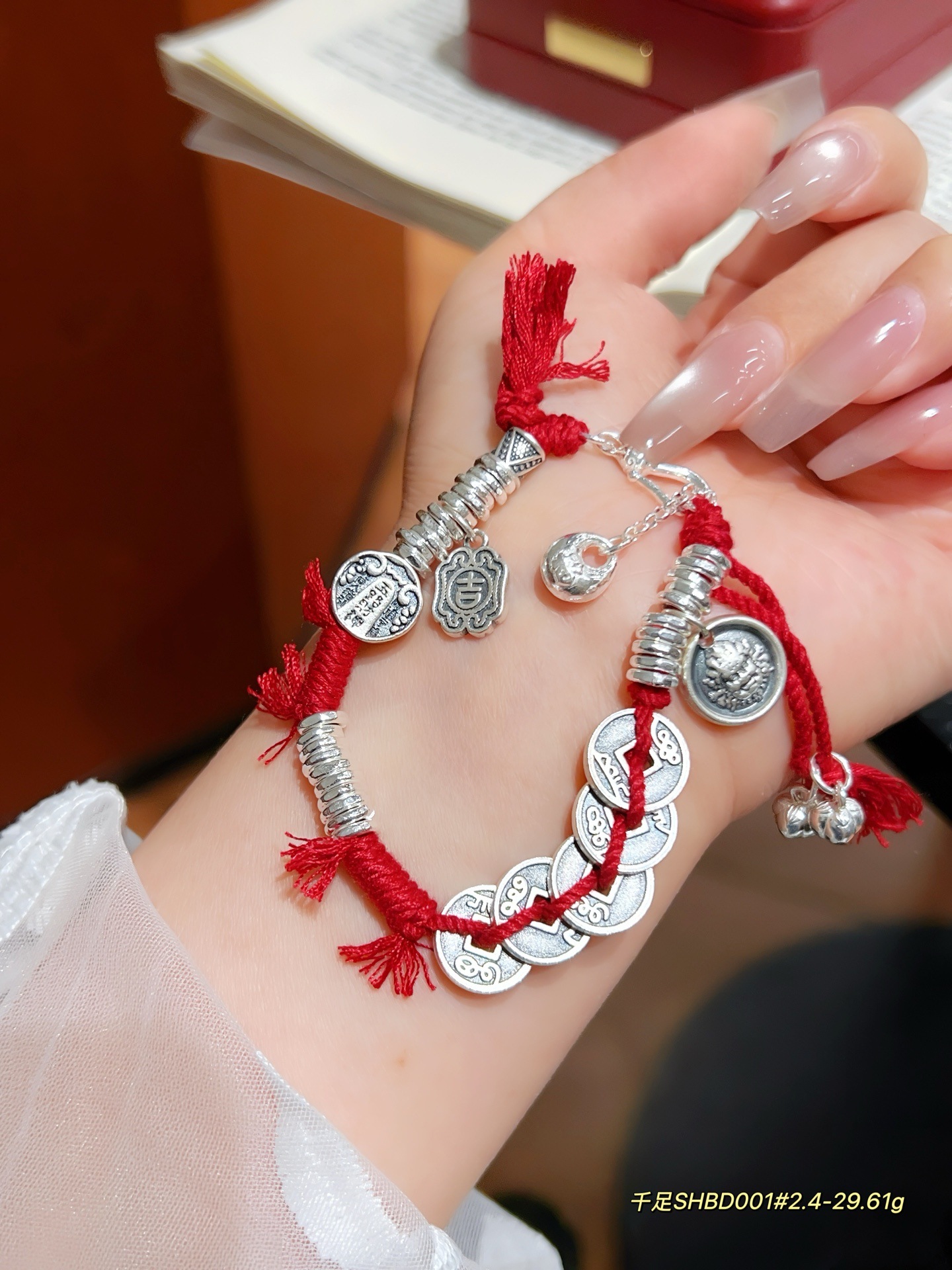 999 pulsera de alambre de plata de pie pulsera tejida de hilo arcoíris de bricolaje año de nacimiento cuerda de mano de plata rota para novia regalo de madre