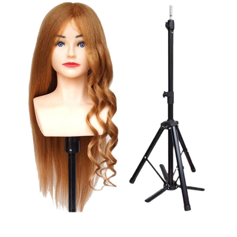 Cabeza de modelo con hombros de cabello real cabeza de maniquí ejercicio de cabello trenzado maquillaje de modelado cabeza de muñeca de rollo caliente