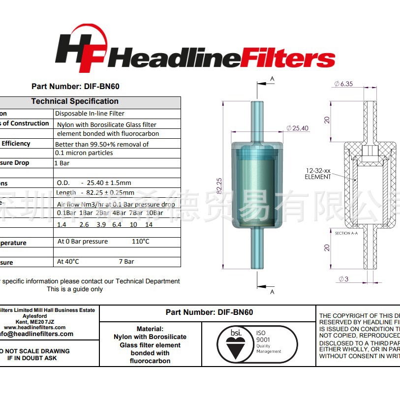 HEADLINE过滤器 滤芯51-230-70CS  SS-25-64-10T SS-51-230-10T