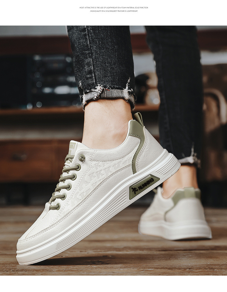 Herren Freizeitschuhe Weiß Flach Koreanischer Stil Sneaker_voghion.com