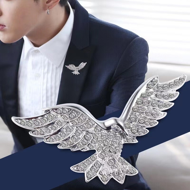 Vintage Eagle Brooch For Men With Diamonds - Suit Lapel Pin_voghion.com
