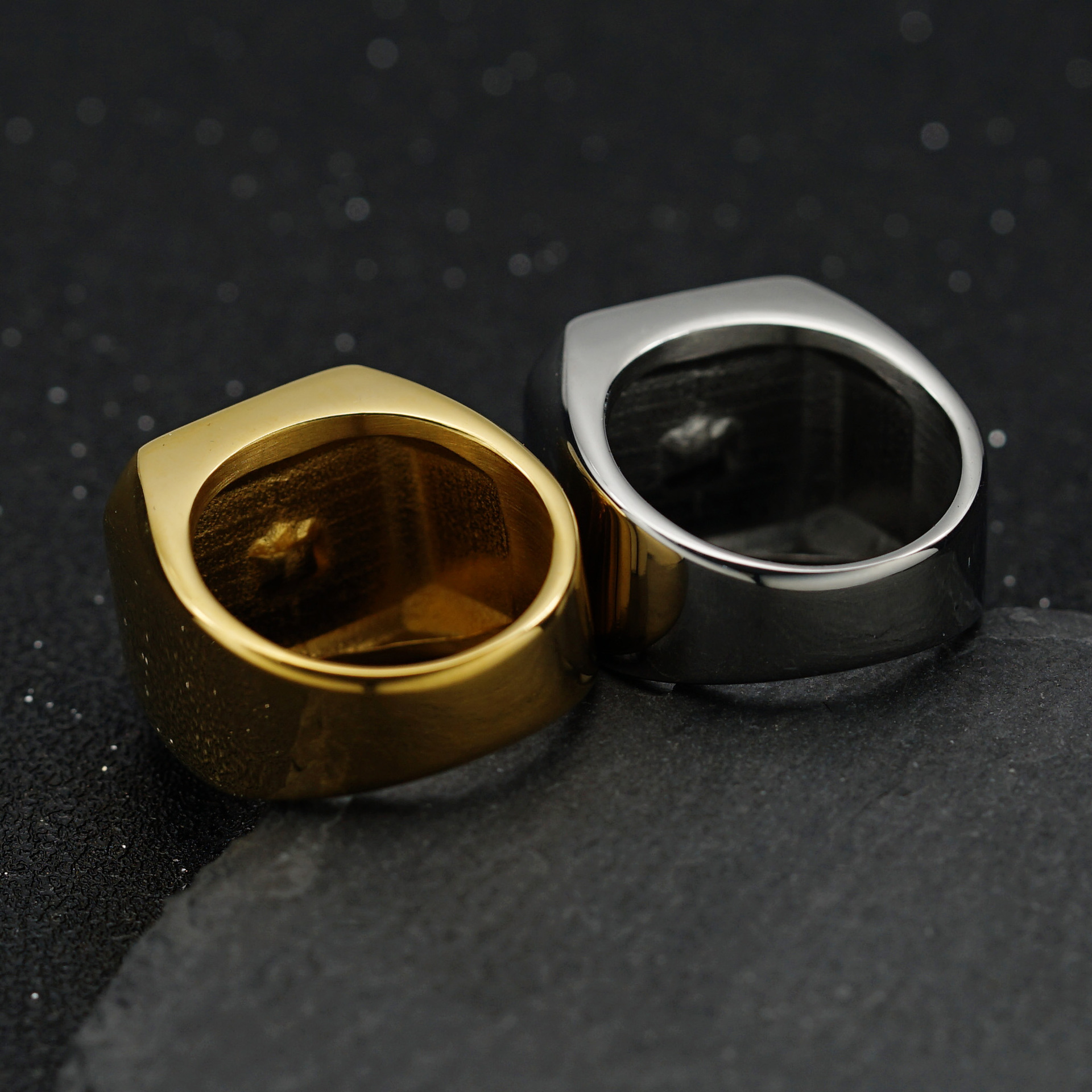 Rings Classification Hip-Hop 316 Stainless Steel  Solid Color Men Signet Rings