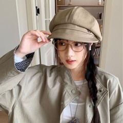 日系简约八角帽女春秋季文艺复古大头围贝雷帽显脸小百搭画家帽子