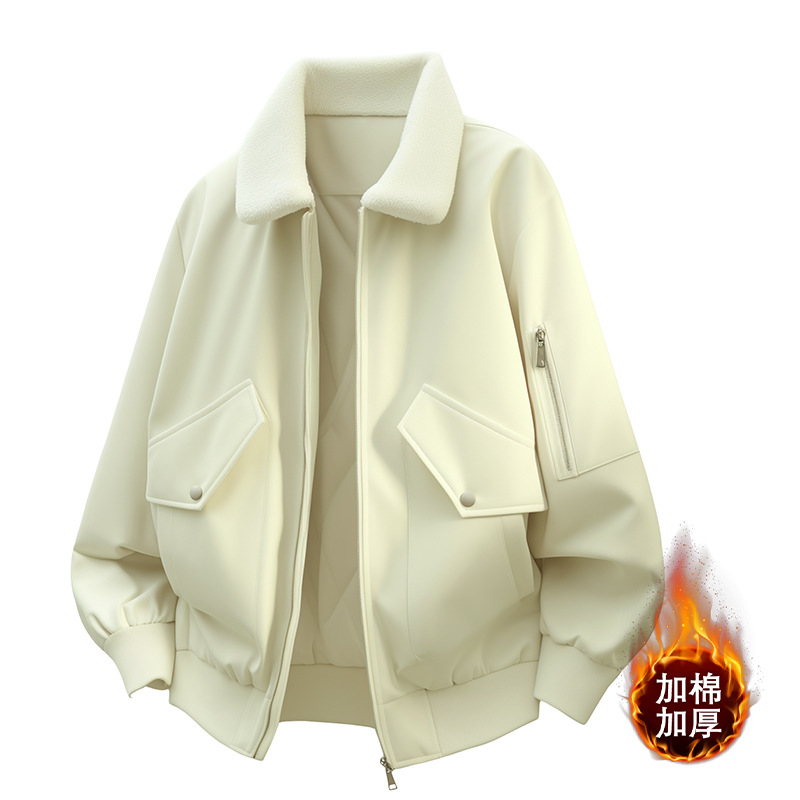 Invierno con solapa de invierno para hombres, chaqueta de trabajo de invierno gruesa, adolescente suelta, hombre gordo, ropa de hombre grande