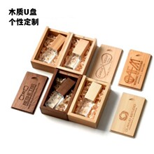 木头水晶U盘个性logo跨境礼品64G高速3.0胡桃木枫木竹子木质U盘