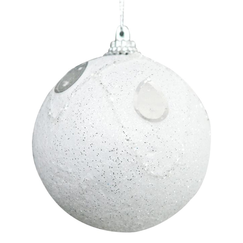 8cm BOLA DE Navidad blanco perla espuma colgante bola de nieve escena decoración de la boda accesorios árbol de Navidad colgante Decoración
