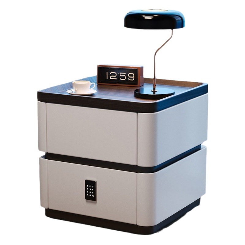 Cerradura de combinación mesita de noche moderno minimalista dormitorio de madera maciza gabinete de almacenamiento minimalista italiano gabinete de noche de alta calidad