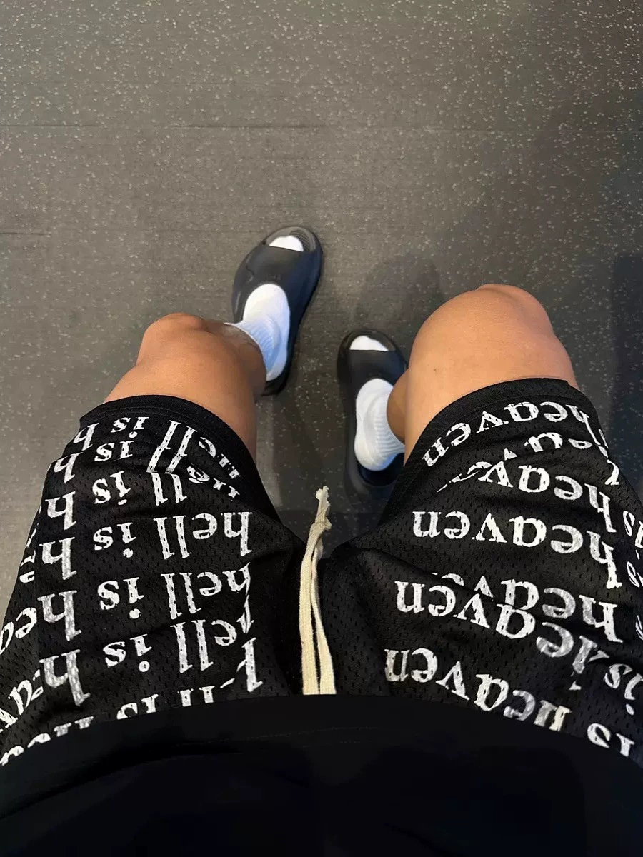 Американские высокие уличные буквы, полные печатных шнурков, летние сетчатые фитнес-брюки ретро свободные повседневные баскетбольные спортивные штаны