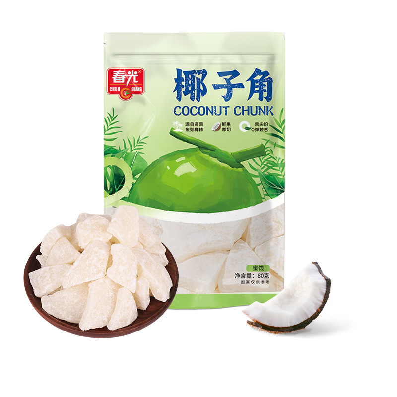 春光椰子角 椰子条80g厚切椰子肉块脆块片蜜饯果干零食海南特产