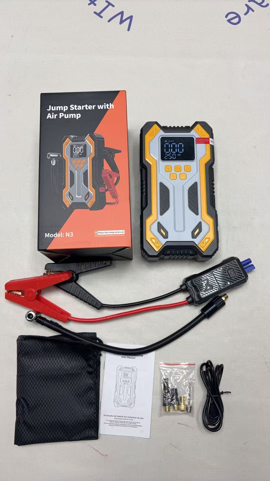 [N3] Cross-Border Car Emergency Jump Starter with Air Pump and Power Bank, Portable Battery Ignition Starter