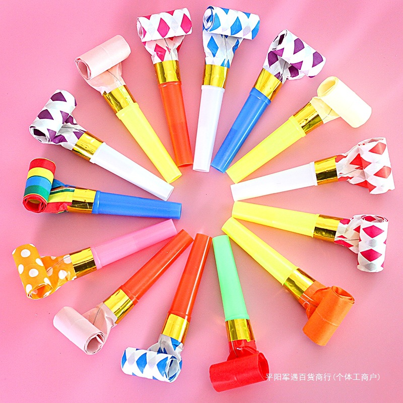 창조적 인 어린이 장난감  생일 파티 트럼펫 귀여운 용 휘파람 텔레스코픽 휘파람 롤